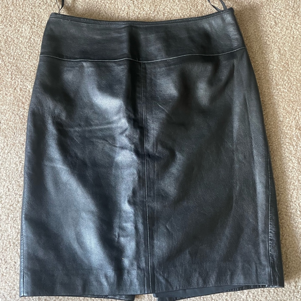 Cache Vintage Black Lambskin Leather Skirt